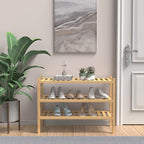 ROMGUAR CRAFT (Thick Bamboo Shoe Rack for Entryway, 3-Tier Free Standing Shoe Racks Stackable Shoe Rack Organizer for Hallway