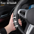 Carbon Fiber Steering Wheel Cover, Snap on Car Steering Wheel Cover Set Accessories 3pcs Wrap Grip Non Slip Protector Universal Glossy Silver