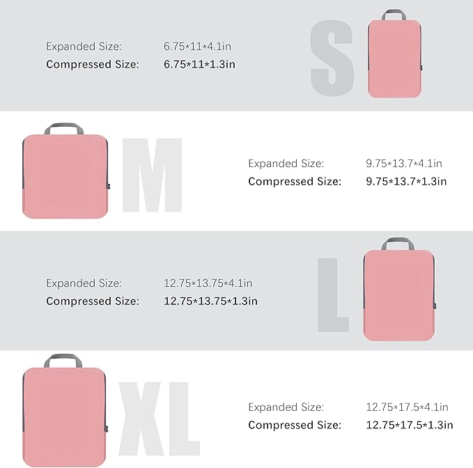 PANDA JOYS 4 Set Compression Packing Cubes Travel - Travel Accessories Expandable Packing Organizers for Carry On - Essential