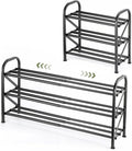 3-Tier Shoe Rack for Closet, 16"-32" Expandable ShoeRackAdjustable for Entryway Closet Doorway SturdyMetal, Black