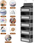 Over The Door Organizer with 5 Large Pockets, Over the Door Storage 10 Side Pockets 44 lb Load Behind Door Storage, Door Orga