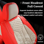 Coverado Leather Car Seat Covers Full Set, 5 Seats Seat Covers for Cars, Waterproof Car Seat Cushions, Front and Rear Seat Pr