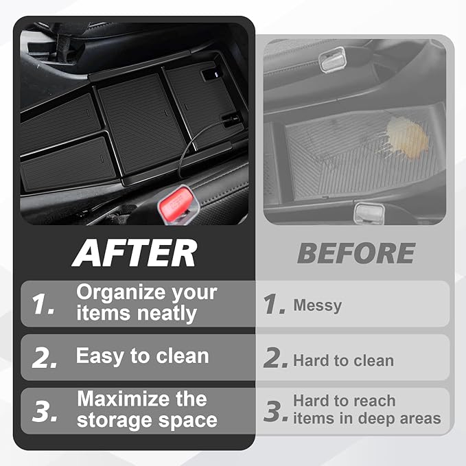 BestEvMod for 2026 2025+ Ioniq 5 Lower Center Console Organizer Tray Storage Box Interior Accessories with Rubber Black Trim Compatible with Hyundai Ioniq 5 2026 2025