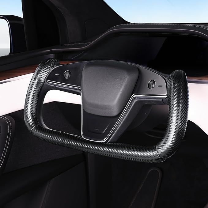 Steering Wheel Cover for Tesla Yoke Steering Wheel Cover Customzied for Tesla Model S 2021-Present/Model X 2021-Present Accessories,Anti-Slip,Comfortable Grip,Breathable,Matte Black