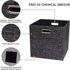 Posprica Collapsible Storage Cubes,11×11 Heavy Duty Fabric Stroage Basket Bins, 4pcs,Black