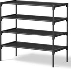 SONGMICS Shoe Rack, 4-Tier Shoe Storage Organizer, Space-Saving, 11.7 x 24.5 x 27.7 Inches, Entryway, Metal Frame, Non-Woven 