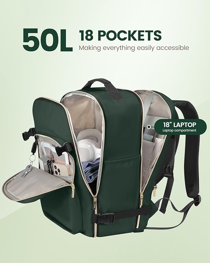LOVEVOOK Travel Backpack for Women & Men 50L,Airline Approved Carry On Backpack Travel Essentials,TSA Carry on Luggage,Waterp