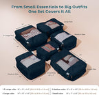 6-Pack Large Compression Packing Cubes for Travel - Lightweight Compression Packing Cube Set, Water-Resistant Luggage Organiz