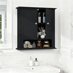 Bathroom Cabinet Wall Mounted| Over the Toilet Storage Cabinet with 2 Doors & Adjustable Shelf, Hanging Wall Cabinet, Upper C