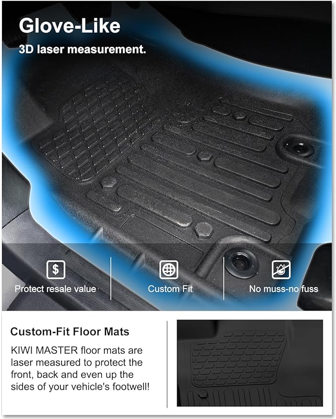 KIWI MASTER Floor Mats for 2013-2024 Toyota 4Runner, 2014-2023 Lexus GX460, Custom Fit All Weather Car Mats, Heavy Duty TPE Floor Liners, Front & Rear 2 Row, Black
