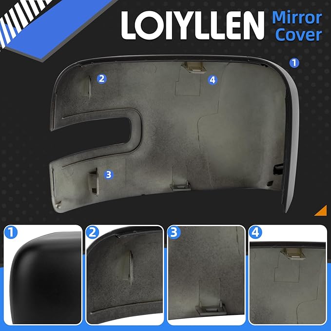 Driver Side Mirror Cover Replacement for Jeep Renegade 2015 2016 2017 2018 2019 - Left Side Mirror Covers, Rear View Mirror Cap Accessories With Lamp, Textured
