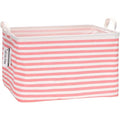 Sea Team Collapsible Canvas Fabric Storage Basket with Handles, Rectangle Waterproof Storage Bin, Box, Cube, Foldable Shelf B