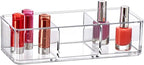 Amazing Abby - Glamour - Acrylic 3-Compartment Makeup Organizer, Transparent Plastic Lipstick Holder, Perfect Bathroom Vanity