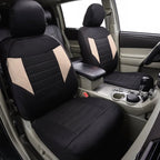 CAR PASS 6PCS Super Universal Fit Air Mesh Two Front Car Seat Covers Set Package-Fit for Vehicles,Suvs,Vans,Sedans,Airbag Compatiable (BLACK AND BEIGE)