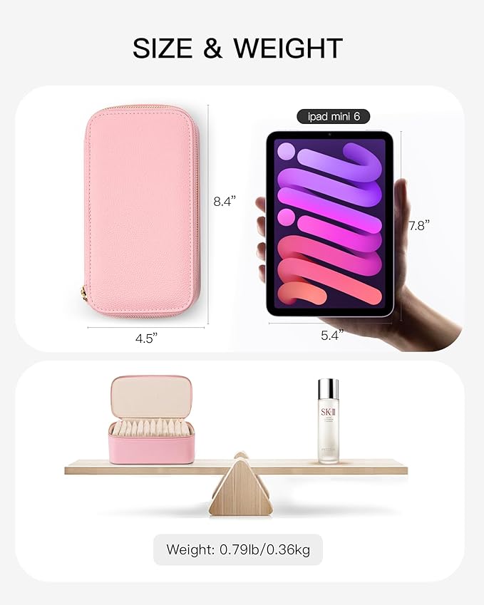 Vlando Jewelry Travel Case with 12 Velvet Jewelry Bags Travel Jewelry Orgainzer for Girls Jewelry Box for Necklace Rings Earr