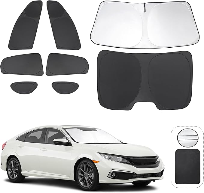 TINGLU Window Shades for Honda Civic 2016-2021 Accessories Car Side Full Windows Rear Triangular Windshield Sun Shade Sun UV Rays & Privacy Protection for Camping,Napping,and Relaxing 8PCS