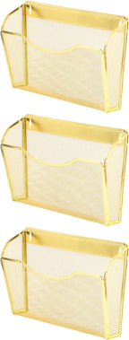 EASEPRES 3 Single Pocket Mesh Hanging File Organizer, Vertical Wall Mounted Magazine File Holder, Mount Basket Mail Paper Doc
