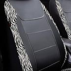 Flying Banner car seat Covers Protects Zebra Printing Faux Leather Carbon Fiber Front Pair Carbon Fibre
