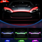 RGB Car Hood Light Strip, 79 Inches Dynamic LED Daytime Running Lights, Multicolor Dynamic Scan Start Up Sequential Turn Signal Lights for Car, Truck, SUV, App Control and Waterproof