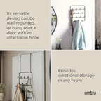 Umbra Estique Over The Door Coat Rack & Multi-Use Organizer, for Coats, Bags, Hats & More, Black/Walnut