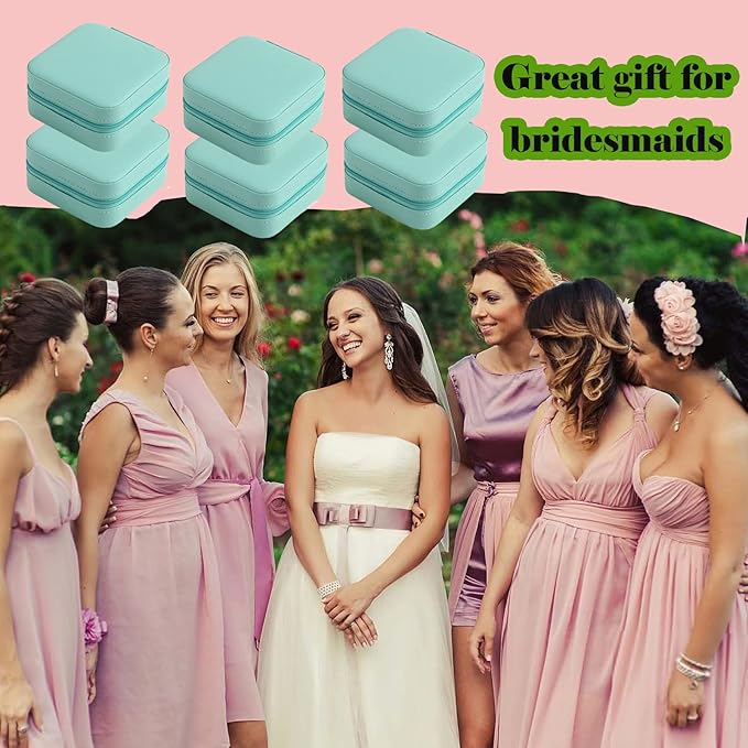 Travel Jewelry Case Bridesmaid Gifts Box,12 Pack Small Jewelry Box Mini Jewelry Organizer,PU Leather Portable Earring Storage