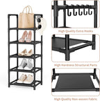 LANTEFUL Narrow Shoe Rack 5 Tier Shoe Shelf Storage for 5-10 Pairs Shoe and Boot, Sturdy Shoe Storage Space Saving Corner Sho