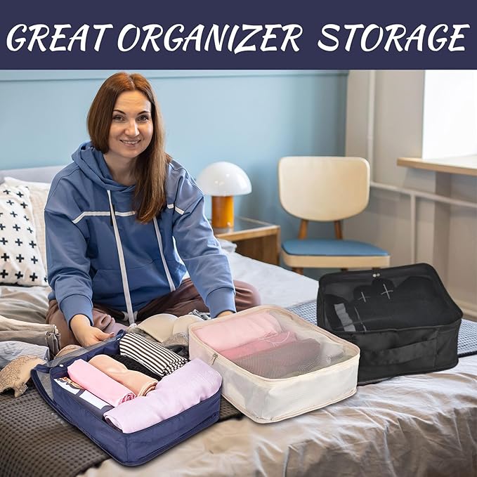 Silkfly 8 Pcs XL Packing Cube for Travel Luggage Organizer Suitcase High Capacity Large Packing Bag Bulk Reusable Mesh Travel