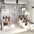 Under Sink Organizer Kitchen - Upgraded Professional Rails, 2 Tier Dual Pull Out Cabinet Storage, Height Adjustable Under Sin