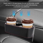 Car Seat Gap Filler Organizer, Multifunctional Auto Console Side Storage Box with Cup Holder, Universal PU Leather Cup Holder Front Seat Crevice Filler for Car Truck SUV (Carbon Fiber Black)
