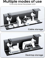 NODOCA No Drill Under Desk Cable Management Tray, 17'' Wire Management, Punch-Free Clamp on, Metal Cable Tray, Wire Organizer