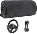 Suede Leather Steering Wheel Cover Wrap Kit - DIY Stitch-On for 18-19" Wheels, Superior Sweat Absorption & Non-Slip Grip, Comfortable & Durable Year-Round Upgrade