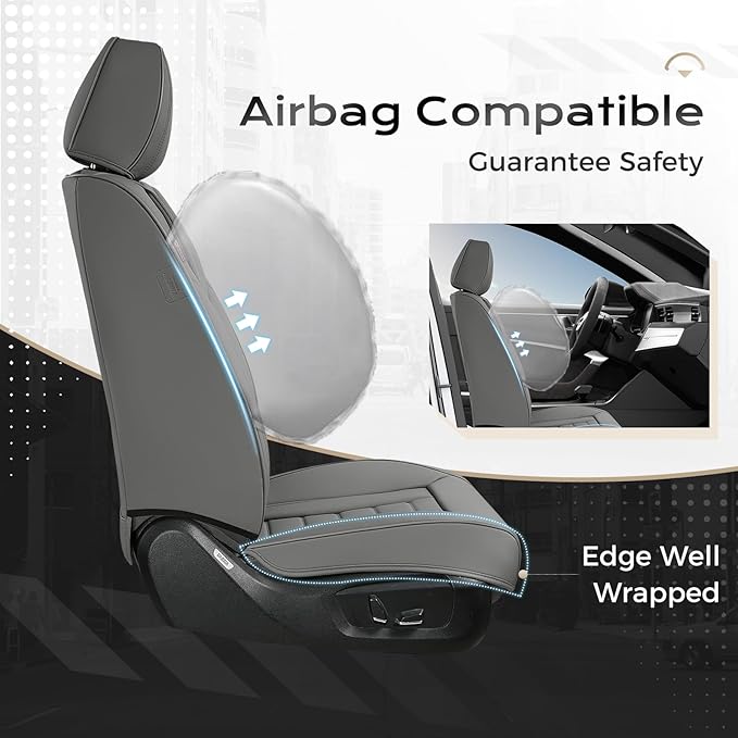 Coverado Car Seat Covers Full Set, Seat Covers for Cars, Front Seat Covers and Back Seat Cover Waterproof Leather Automotive 