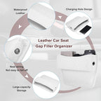 HARFINGTON Car Seat Gap Filler Organizer 11.5 x 8 x 2.1 Inch Leather Universal Car Organizer Storage Box Between Seat and Console for Phone Sunglasses Keys, White