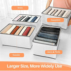 EASEVE Wardrobe Closet Organizer and Storage for Clothes - 7 Grids Foldable Drawer Dividers Organizers for Jeans | Pants | Sh