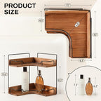 2-Tier Bathroom Counter Organizer, Wooden Corner Shelf for Vanity Countertop Skincare & Makeup, Storage and Organization for 