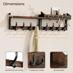 Evermagin 35" Coat Rack Wall Mount with Shelf, 4 in 1 Coat and Key Hanger with 13 Metal Hooks, Entryway Wall Mounted Shelf wi