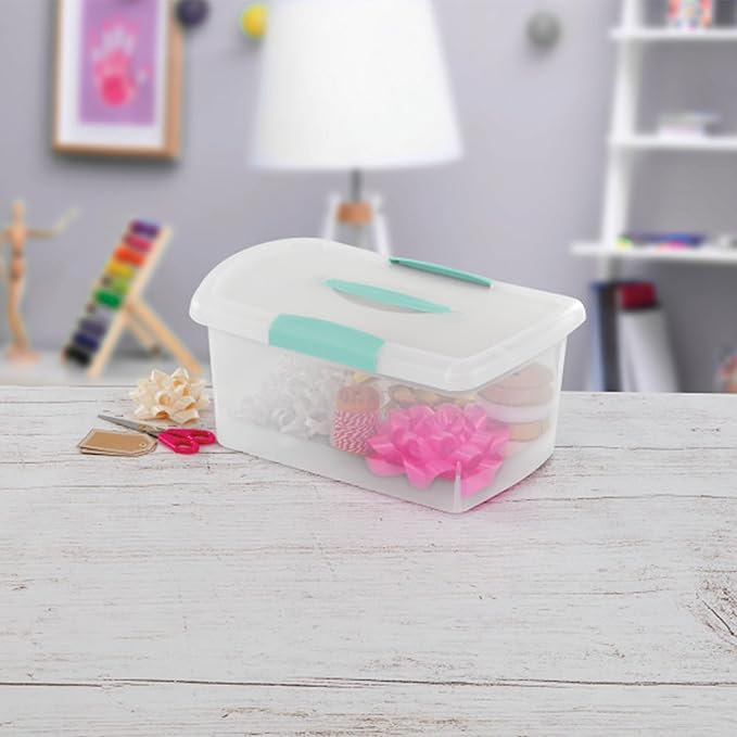 Sterilite Medium Nesting ShowOffs, Stackable Small Storage Bin with Latching Lid and Handle, Plastic Container to Organize Ho