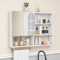 Medicine Cabinet, Wooden Bathroom Wall Cabinet with 2 Doors, Adjustable Shelves & Towel Bar, Over Toilet Storage Cabinet Wall