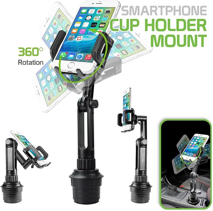 Cellet Car Phone Holder Mount, Car Cup Phone Holder Mount, Compatible with Apple iPhones, Samsung Galaxy Smartphones, Motorola Moto Google Pixel (Fits for Tesla Model 3 Y S X) Extra Long Neck