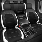 CAR PASS Universal Leather Car Seat Covers Full Set with Sporty Design, Breathable All Season Easy to Clean Anti-slip Wear-Re