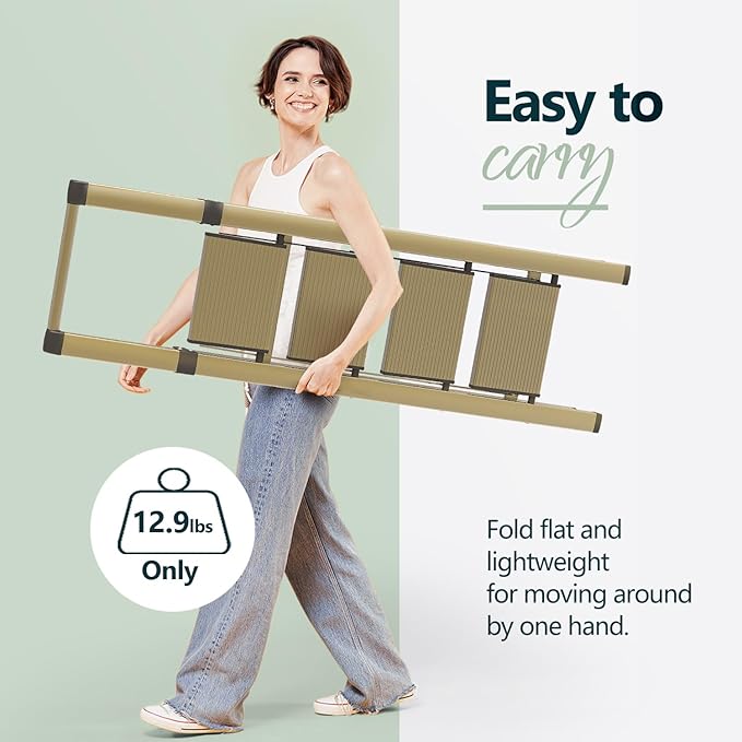 WOA WOA 4 Step Ladder for 10 Feet High Ceiling, Lightweight Foldable Ladder with Non-Slip Wide Pedals, Step Stool with Safe H