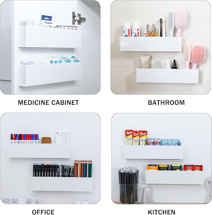 4 Pack Plastic Drawer Organizers for Home, Kitchen, Bathroom, Under Sink, Vanity, Medicine Cabinet and Office Use, White