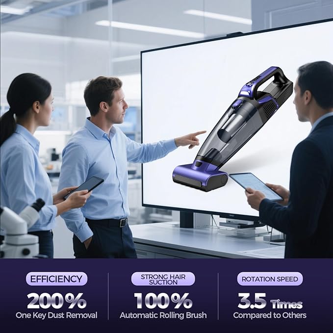 Pet Hair Handheld Vacuum Cordless: 20000PA High Power Car Vacuum with Motorized Brush and LED Light, Rechargeable Hand Held V