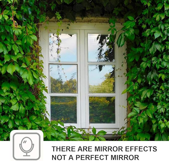 WPCTEV One Way Window Film Daytime Privacy Static Cling Self Adhesive House Film Glass Window Tint Heat Control Mirror Film Black & Silver 6 Mil 17.5 Inch x 16.4 Feet
