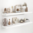 Fun Memories 48 Inch Floating Shelves in White, 9.3 Inch Deep Floating Shelf for Bathroom Living Room Kitchen, Rusitc Wall Mo