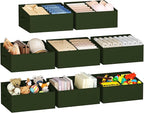DIMJ Large Closet Shelf Organizer Bins 8 Packs with Handles and Divider, Fabric Trapezoid Storage Baskets, Foldable Clothes C