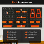 Goplus Pegboard Wall Organizer, 9-Bin Parts Rack Organizer w/Hammer Racks, Tool Holders & Hooks, Heavy-Duty Utility Tool Stor