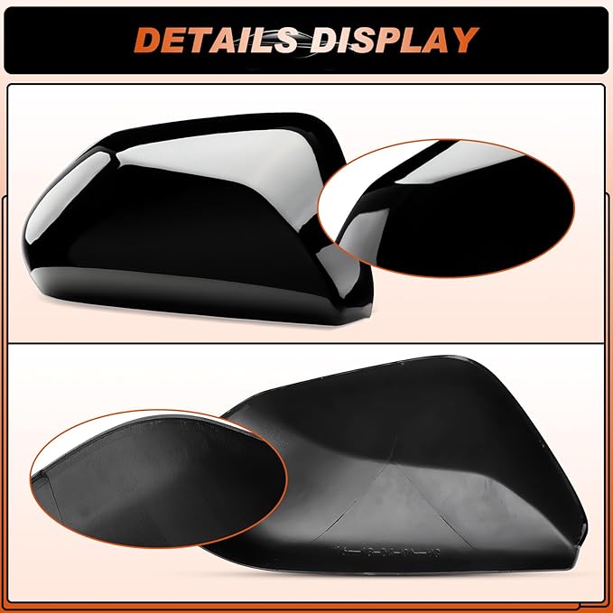 ACLONG Glossy Black Mirror Covers Fit for Toyota Camry 2018-2025 – Driver & Passenger Side Rearview Cap Replacement (1 Pair)