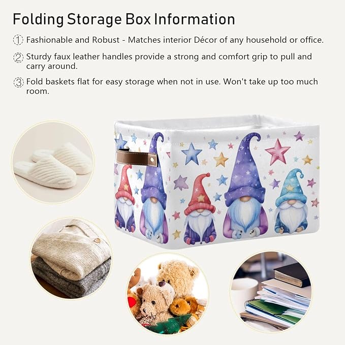 xigua Christmas Decoration Storage Basket Santa Collapsible Storage Bins Waterproof Canvas Storage Basket with Leather Handle