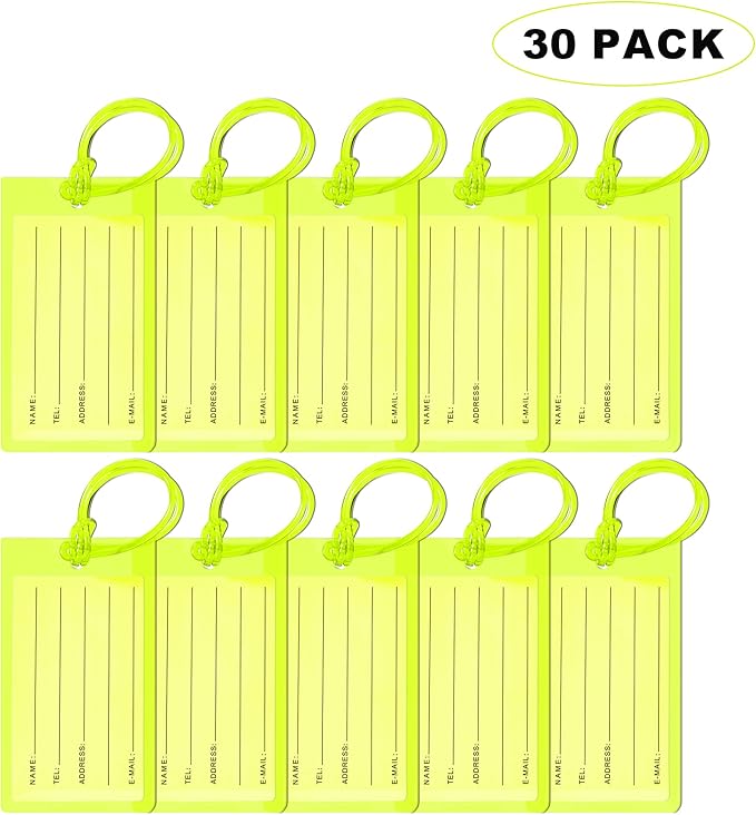 30 Pack Luggage Tags for Suitcases, Airplane Travel Essentials for Flying, International Travel Must Haves, and Luggage Acces